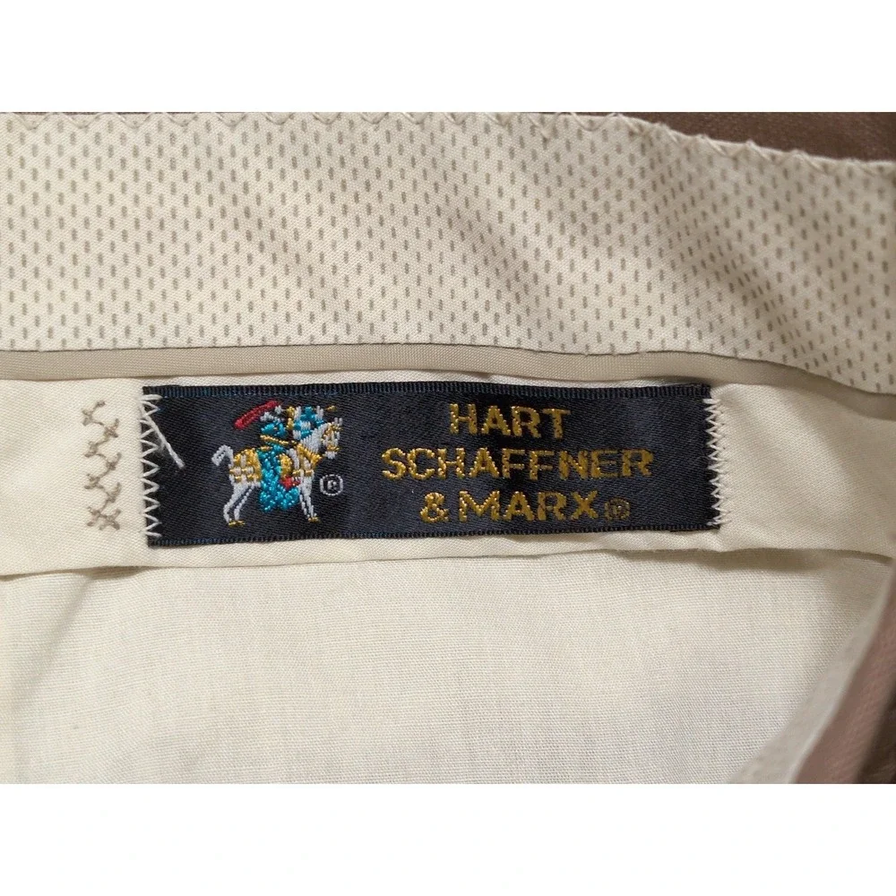 Lot of 2 Vintage HART SCHAFFNER & MARX 100% Wool Dress Pants Brown Gray 38 x 27